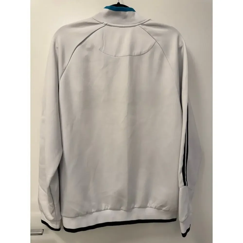Stacy Adams Track Jacket Mens L White Polyester Striped Zip-Up Sport Performance